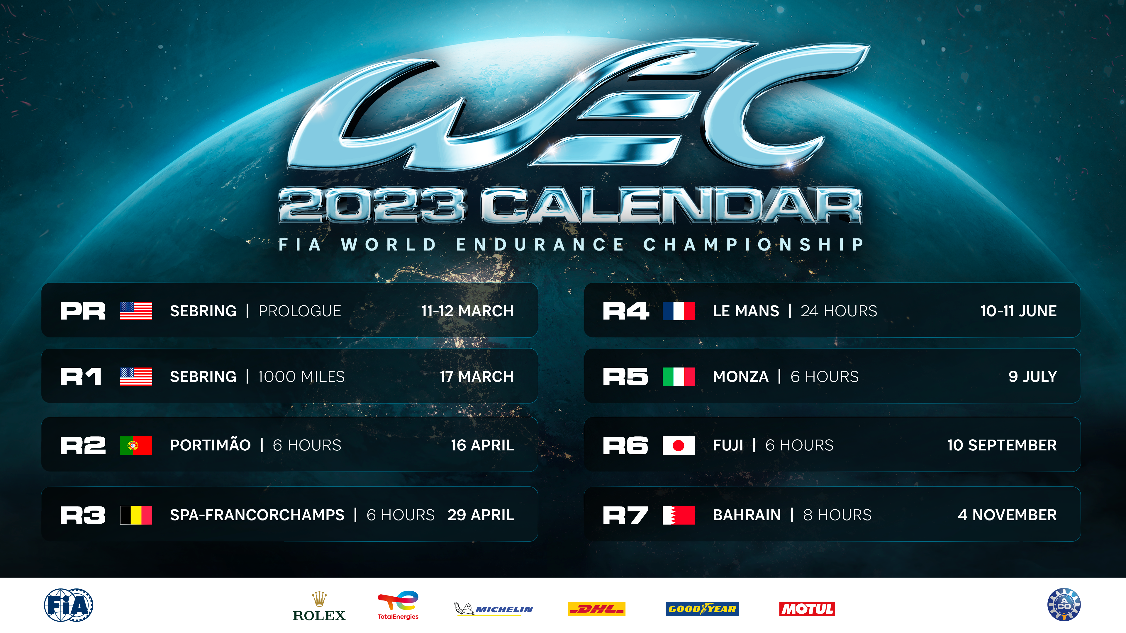 Kalendarz WEC i ELMS 2023