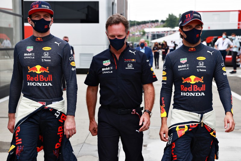 Max Verstappen, Christian Horner, Sergio Perez